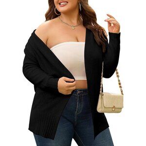Plus Size Womens Cardigan Sweater Knit Open Front Fall Long Sleeve Coat